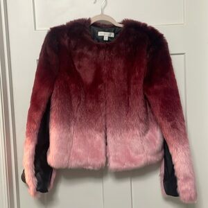 🔥🔥🔥NWT. Size L. New York & Company. faux fur and leather ombré crop jacket.